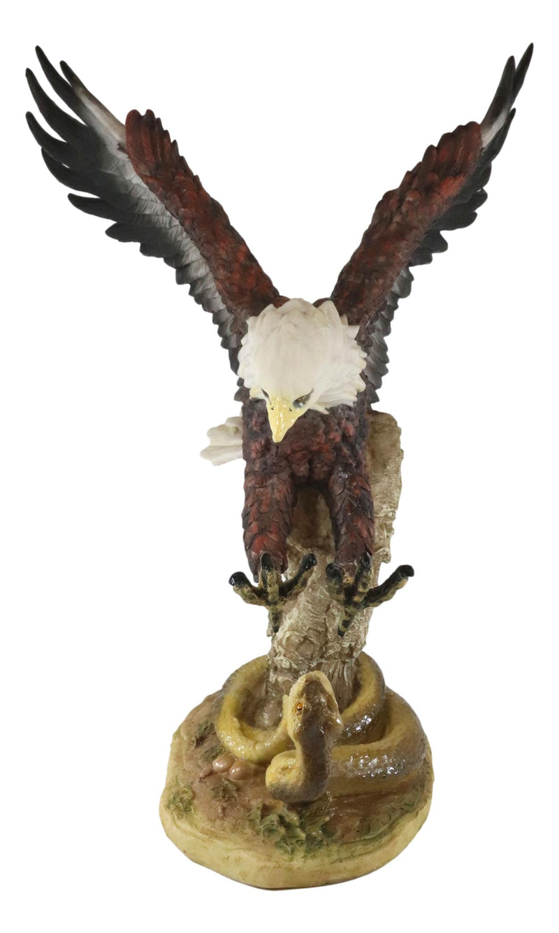 Large American Bald Eagle Swooping On Python Snake Decorative Patriotic Statue