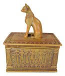 Egyptian Goddess Bastet Cat Eye Of Horus Sandstone Decorative Jewelry Box Figure