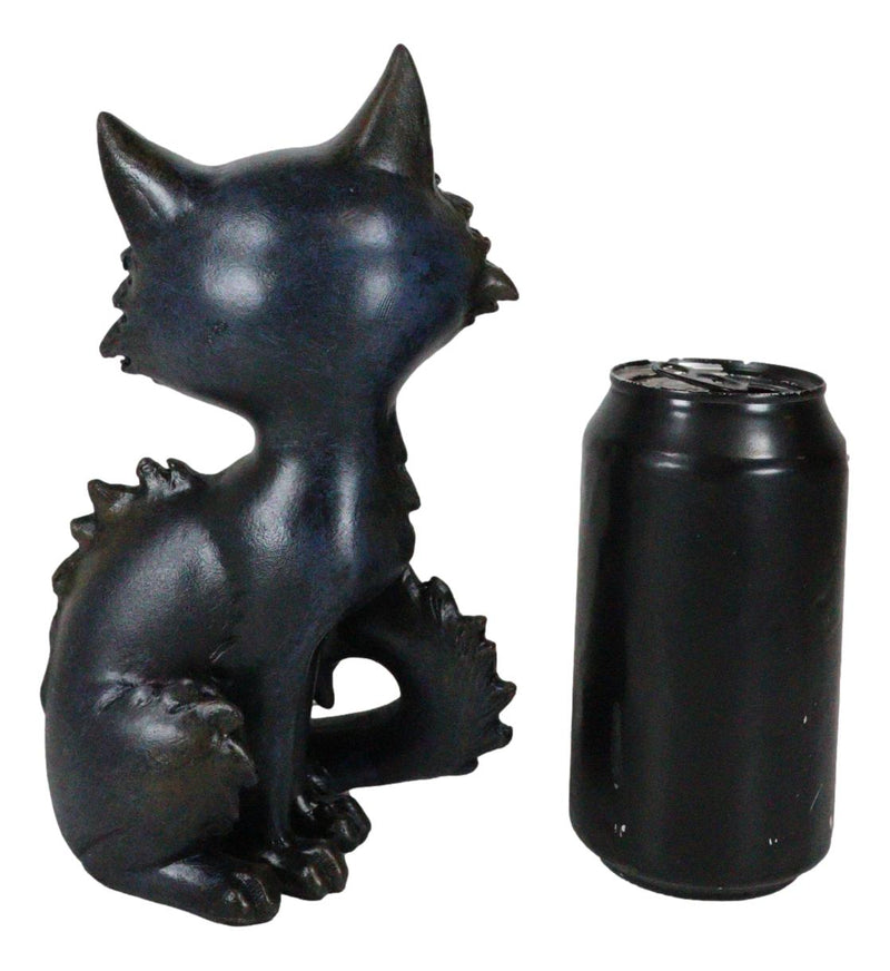 Witchcraft Mystical Curling Black Cat Green Eyes Sitting Halloween Figurine