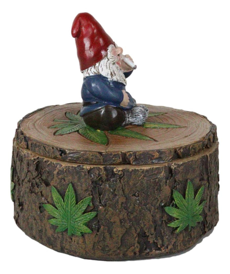 Gypsy Life Gnome Dwarf Smoking Rolled Stash Leaves On Tree Bark Ring Trinket Box