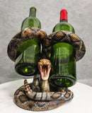 Rustic Western Coiled Diamondback Rattlesnake Snake Double Wine Bottles Holder