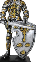 Medieval Swordsman Roccoco Italian Knight Figurine 8" Suit of Armor Coat Of Arms