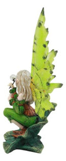 Mythical Goddess Green Earth Pixie Dust Fairy Blowing Crystal Bubble Statue 6"H