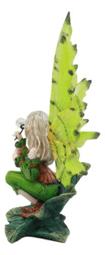 Mythical Goddess Green Earth Pixie Dust Fairy Blowing Crystal Bubble Statue 6"H