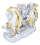 Nautical Sea Coastal Marine Angelfish Fishes Swimming By Corals Bookends Pair