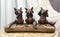 Rustic See Hear Speak No Evil Sly Foxes Squatting On Driftwood Log Statue 12"L