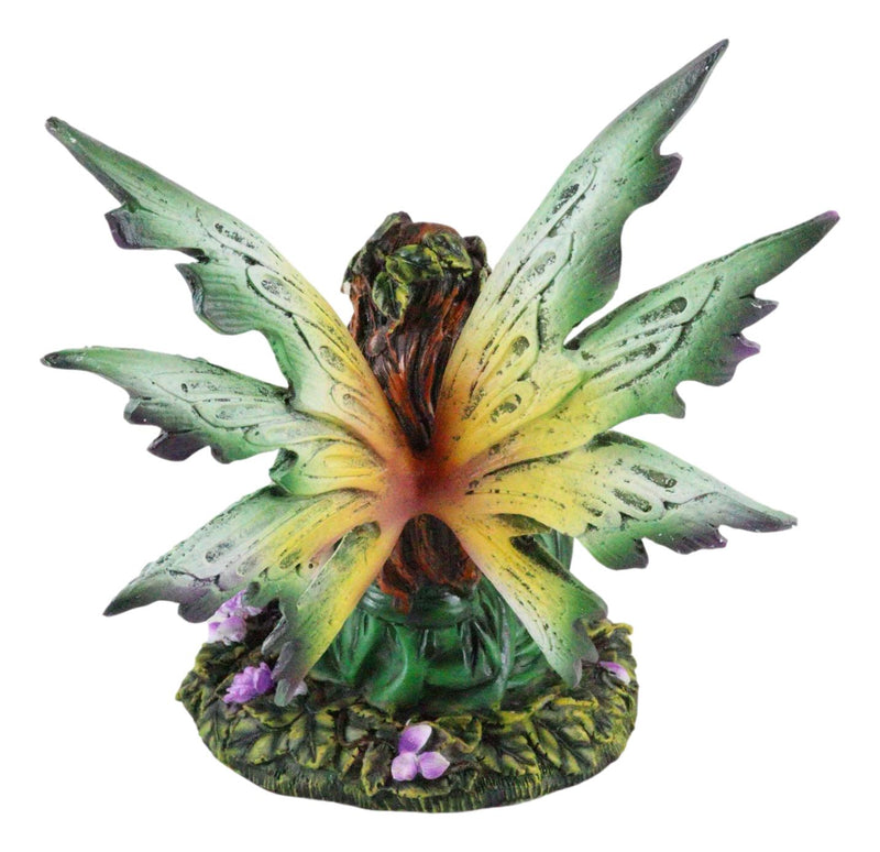 Ebros Green Gaia Earth Tribal Fairy With Purple Baby Dragon Wyrmling Fantasy Figurine