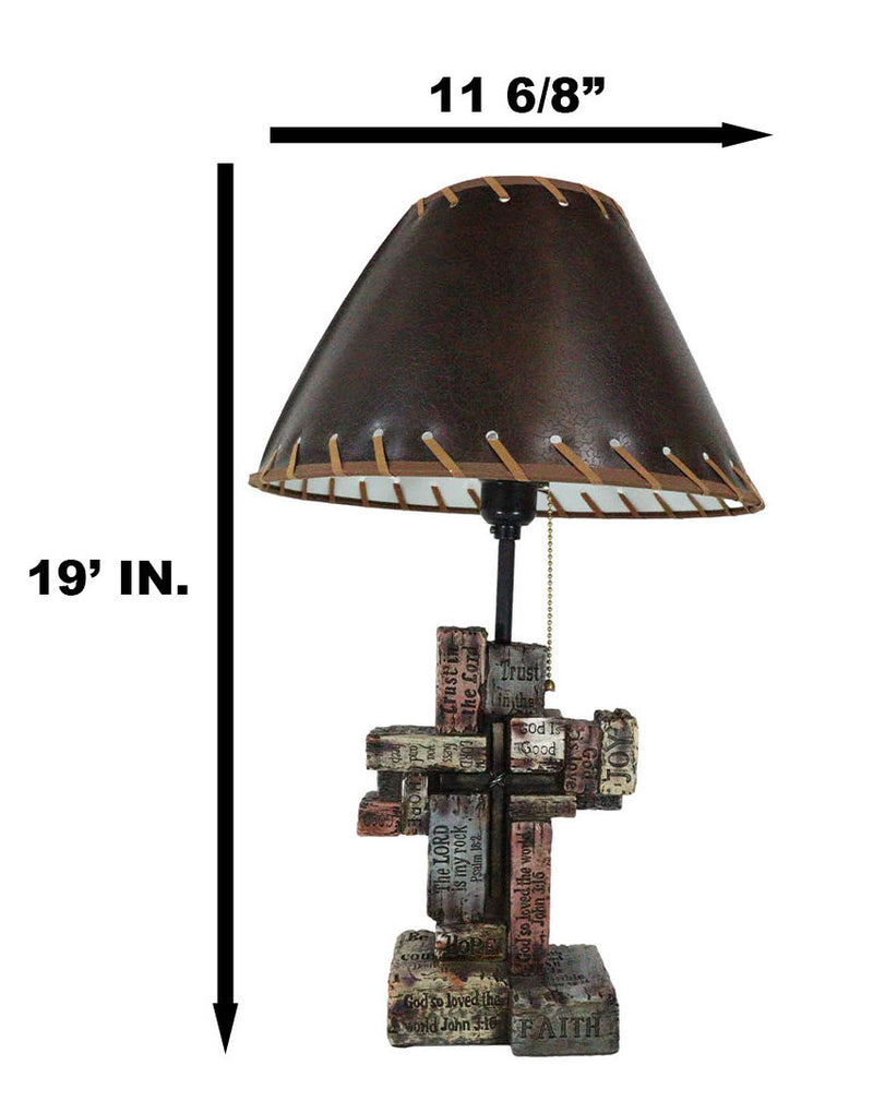 Rustic Western Christian Bible Scriptures Faith Hope Love Grace Cross Table Lamp