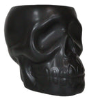 Matte Black Ceramic Day Of The Dead Ghastly Skull Planter Bowl Pot Figurine