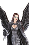 Ebros Gothic Black Shadow Winged Angel Goddess W/ Raven Figurine Death Gallows