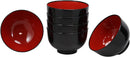 Pack Of 10 Japanese Black Red Lacquer Copolymer Plastic Large Ramen Bowls 38oz