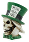 The Mad Hatter Skull 3"Tall With Green Tall Hat Mini Figurine