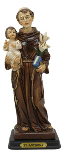 Ebros Gift Catholic Church Saint Anthony of Padua Carrying Baby Jesus and Lily Flowers Statue 8.25" Tall