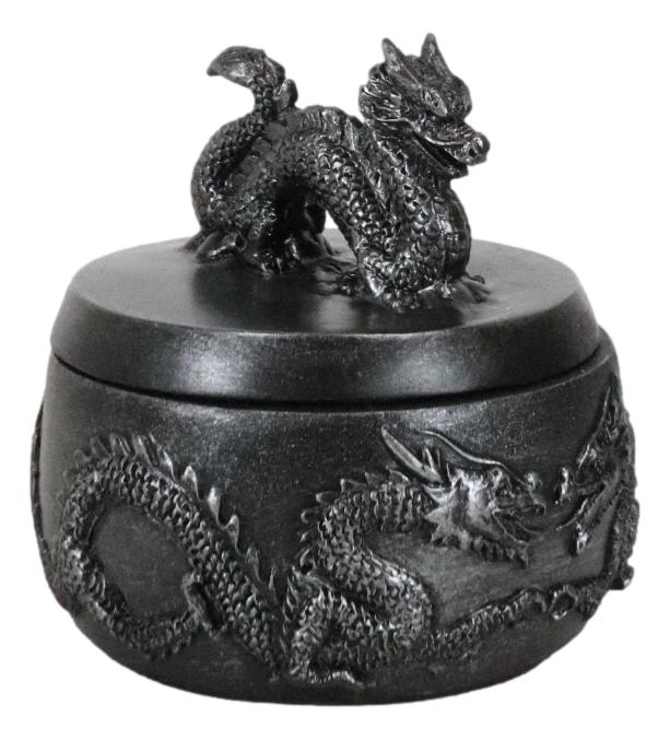 Oriental Dragon King Spirit Rune Flying Serpent Silver Decorative Jewelry Box