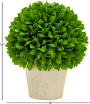 Home Garden 12"H Green Artificial Faux Foliage Boxwood Topiary Ball In Vase Pot