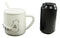 Ebros Pack Of 2 Black White Sitting Cat 3D Tail Coffee Mugs With Lid And Spoon 12oz