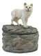 Small Moon Albino White Wolf Rounded Jewelry Box Figurine Decor Set of 4