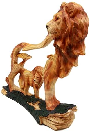 Ebros African Safari Grasslands Scene Lion King Rustic Faux Wood Cutout Figurine 8"L