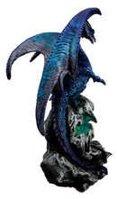 Ebros Aqua Dragon Fossil Cave Crystal Guardian LED Night Light Figurine 12.5"H