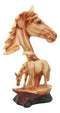 Ebros Wildlife Scene Stallion Horse Bust Statue 12.5" Tall Horse Family Resin Decor in Faux Wood Finish