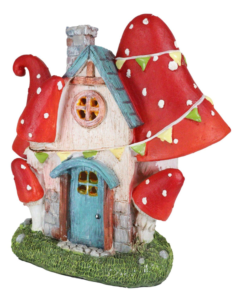 Fantasy LED Light Enchanted Fairy Garden Toadstool Mushrooms Mini Cottage House