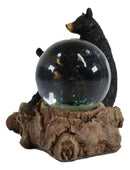 Ebros Rustic Papa Mama Black Bears W/ Cubs Family Small Glitter Water Globe Dome