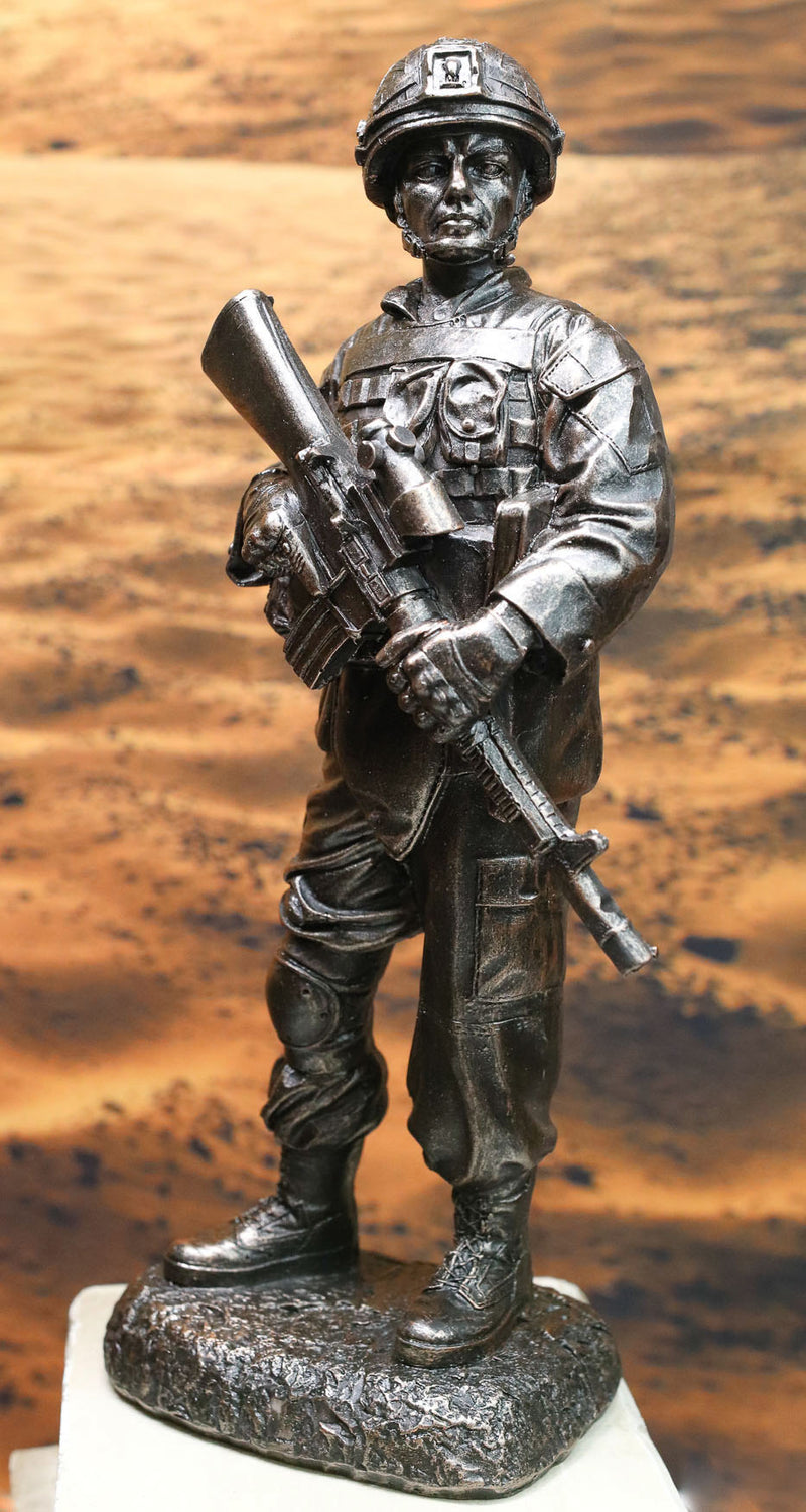 Ebros Modern Military Marine Soldier On Guard Carrying Rifle Decorative Figurine 10"H