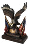 Bald Eagle On Globe With Texas & American Flags Figurine One Nation Under God