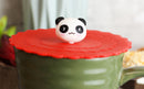 Set Of 4 Red Giant Panda Reusable Silicone Coffee Tea Cup Cover Lids Air Tight