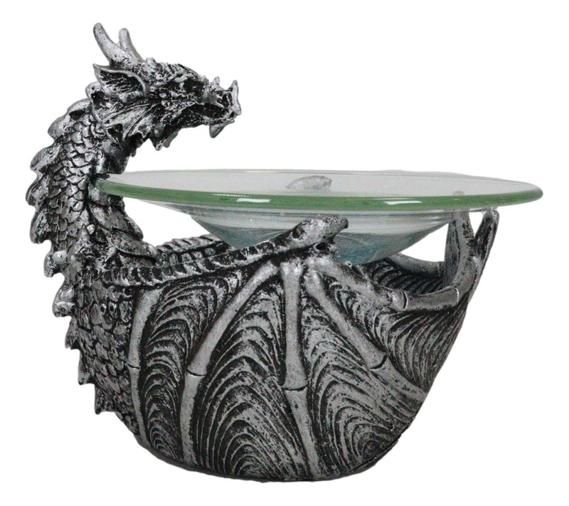 Birth Of Terra Silver Dragon Oil Burner Wax Tart Warmer Candle Holder Figurine