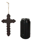 Rustic Western Turquoise Faux Leather Crosses Set of 4 Christmas Tree Ornaments