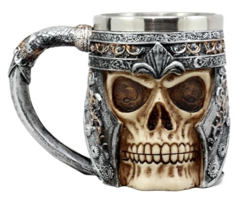 Ebros Medieval Roman Skull Mug Beer Stein Tankard Cup 13oz Resin Body With Stainless Steel Liner