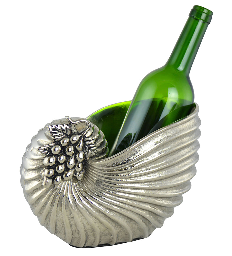 Aluminum Modernist Marine Nautilus Sea Shell Wine Chiller Or Vase Planter Holder