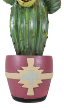 Western Faux Yellow Flowering Cactus Succulent Plant in Navajo Vector Pot Decor