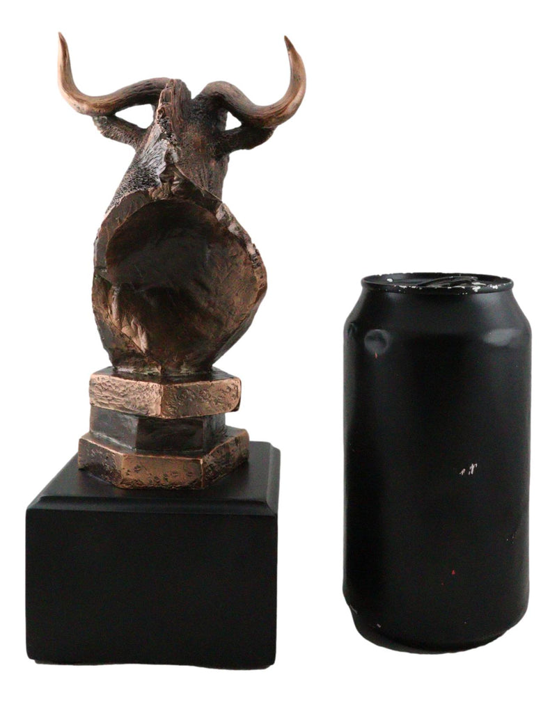 Wildlife Bovidae Gnu Wildebeest Bull Bust Bronze Electroplated Resin Figurine