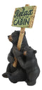 Ebros Rustic Black Bear With Cub Holding Sign Relax You're At The Cabin Statue