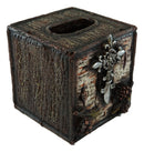 Rustic Southwestern Le Fleur Cross W/ Birch And Pinecones Tissue Box Holder Case