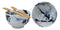 Ebros Japanese Blue Splash Paint Abstract Design Porcelain Bowls With Chopsticks Set 2