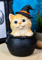 Ebros Witching Hour Halloween Tabby Cat With Witch Hat In Black Cauldron Statue