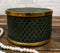 Faux Crocodile Pattern Green Print With Gold Trim Round Decorative Jewelry Box