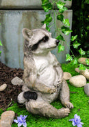 Whimsical Sitting Cheeky Raccoon With Big Belly Wild Animal Figurine 11"H