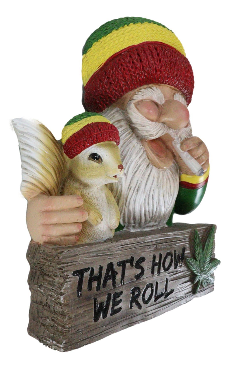 Good Vibes Gypsy Rasta Gnome Smoking Weed Roll With Squirrel Wall
