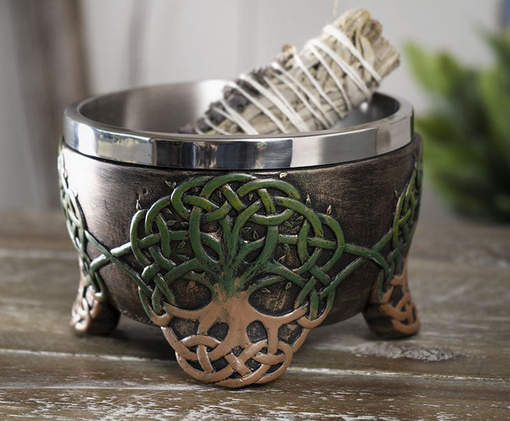 Wicca Metaphysical Spiritual Celtic Tree Of Life Yggdrasil Smudging Smudge Bowl