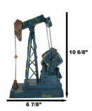 Western Rustic Blue Vintage Nodding Donkey Pumpjack Oil Derrick Rig Figurine