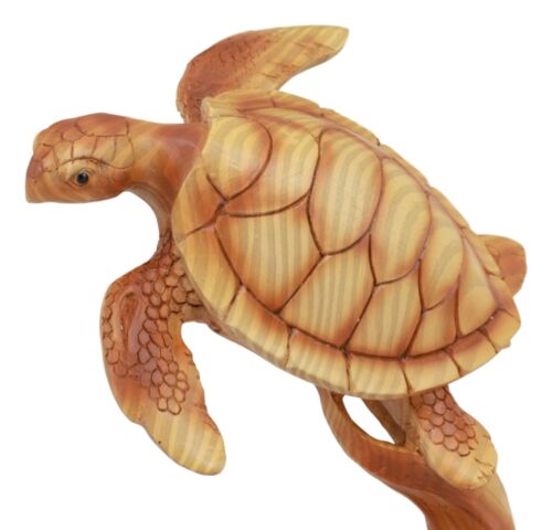 Ebros Mother and Baby Sea Turtle Decor Statue 9" Tall Faux Wood Resin Figurine