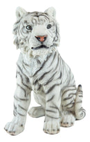 Apex Predator Realistic White Siberian Tiger On Guard Resin Statue 16.5"H