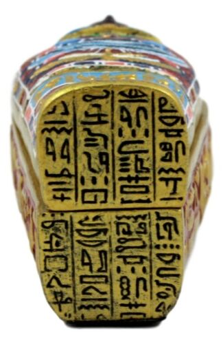 Ancient Egyptian Saqqara Pharaoh Mummy Sarcophagus Figurine 4"H Keepsake Box