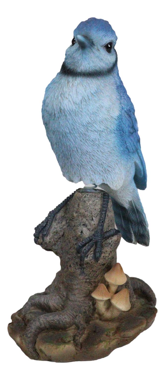 Wildlife Blue Jay Passerine Bird Perching on Tree Stump Spring Bouncing Figurine