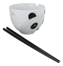 Whimsical Ceramic White Giant Panda Bear Ramen Noodle Bowl With Chopsticks Set