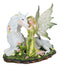 Ebros Gift Green Earth Gaia Fairy with Rare Floral White Unicorn Statue Decor Figurine 7" Long Unicorns Glade Enchanted Magical Encounter Collectible